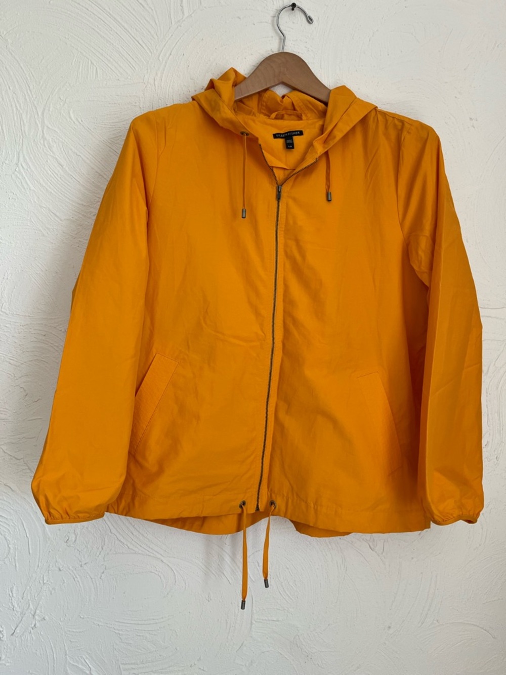 Eileen Fisher Vibrant Pumpkin Orange Hooded Jacket Windbreaker